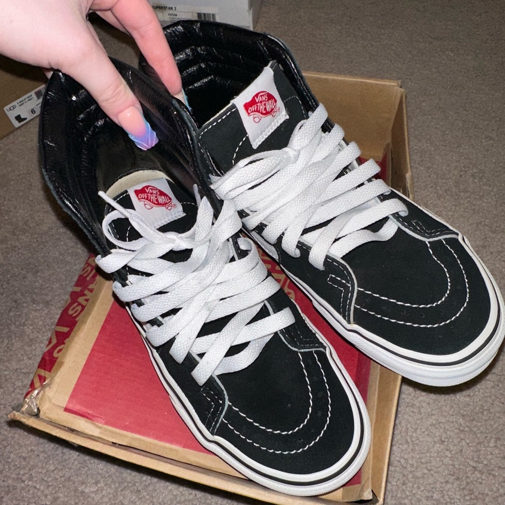 Vans high top black and white